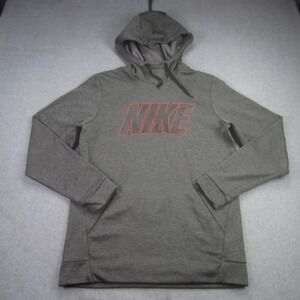 Nike Hoodie Mens Medium Gray Athletic Logo Dri Fit Sweatshirt
